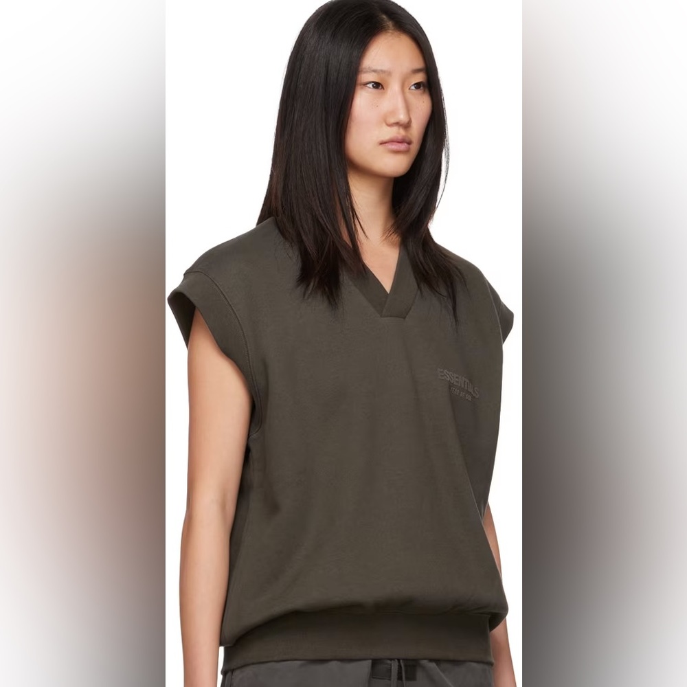 Fear of God Essentials Grey V-Neck Vest